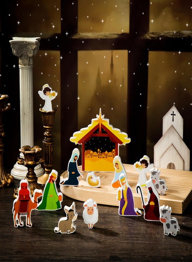 Yuntau 13 Pcs Christmas Nativity Set Nativity Tabletop Scenes Little People Nativity Set Jesus Christmas Story Decorations for Indoor Outdoor Home Religious Display - Image 3